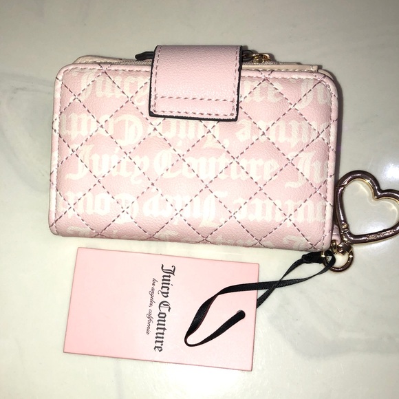 Juicy Couture Quilted Powder Blush Tonal Love Your Couture Tab Card Wallet NWT - Picture 10 of 16